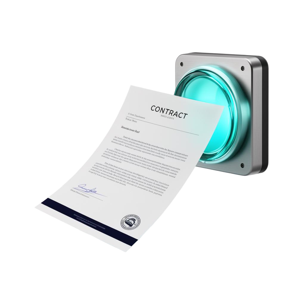Contract sheet entering a glowing beacon slot